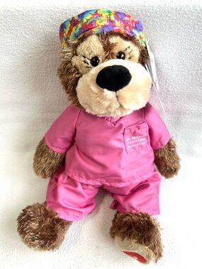 Dr. Brickley Bear in Pink Scrubs “Surgeon In Training” Gund 14” Plush Doctor